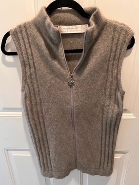 MerinoMink Taupe Sleeveless Zip Vest